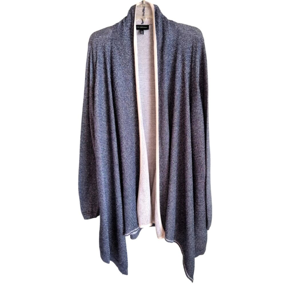 Lane Bryant Cardigan Wmn's Sz 18/20 Blue Silver Metallic Long Sleeve Open Front